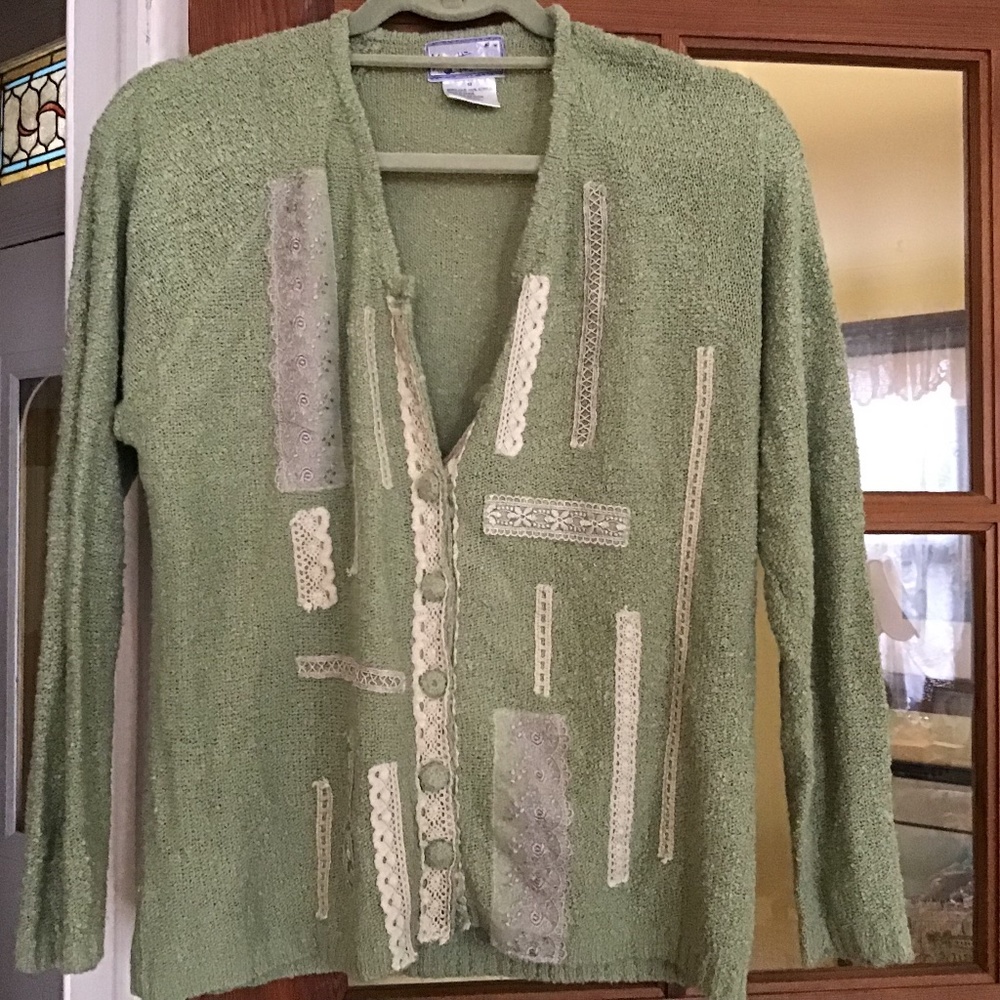 Lace embellished knit sweater